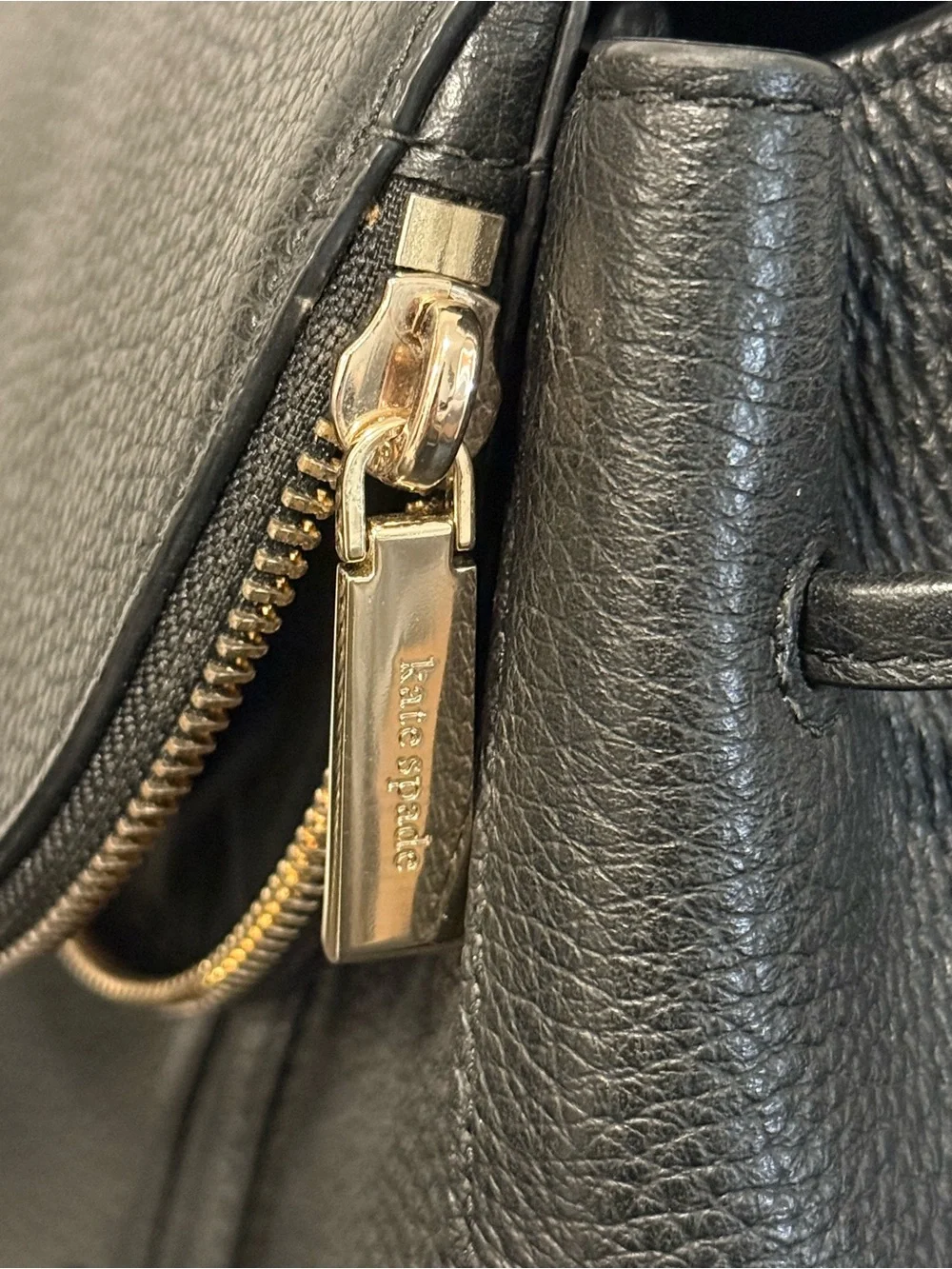 Kate Spade New York Black Pebbled Leather Flap Backpack